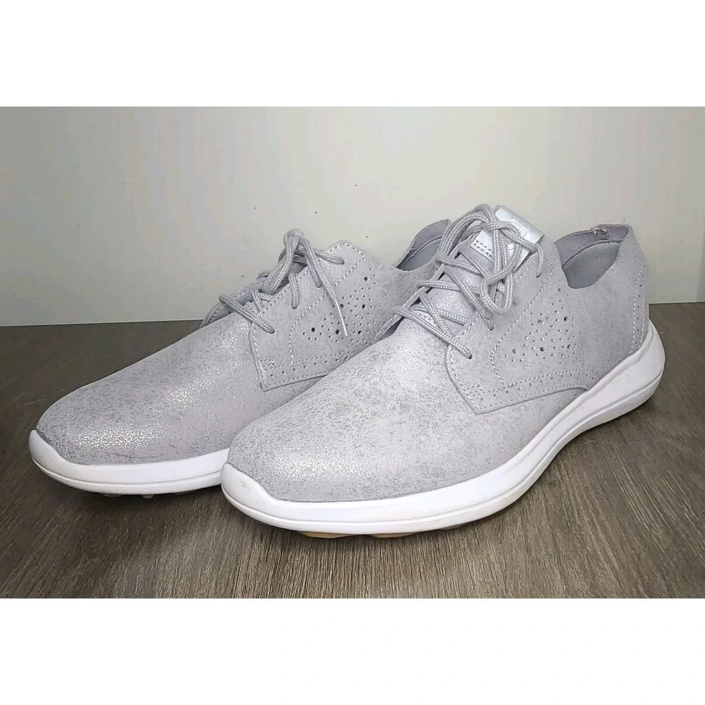 FootJoy Flex LX Golf Shoes Womens 9M Silver Metallic Spikeless FJ Leather Foam